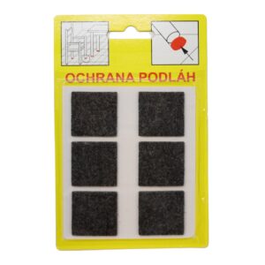 Podložky Filcové samolepiace Hnedé, Typ 105 - 28x28 mm, hr. 3 mm, 6 ks/bal