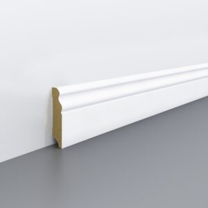 Lišta soklová Egger 70 profilovaná "Hamburg" L201 RAL9016 MDF fólia Biela pretierateľná 70x18x2400 mm