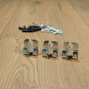 Úchyt na soklové lišty Egger a Pedross, CLIPSTAR kovový (50 ks/bal + skrutky + hmoždinky)